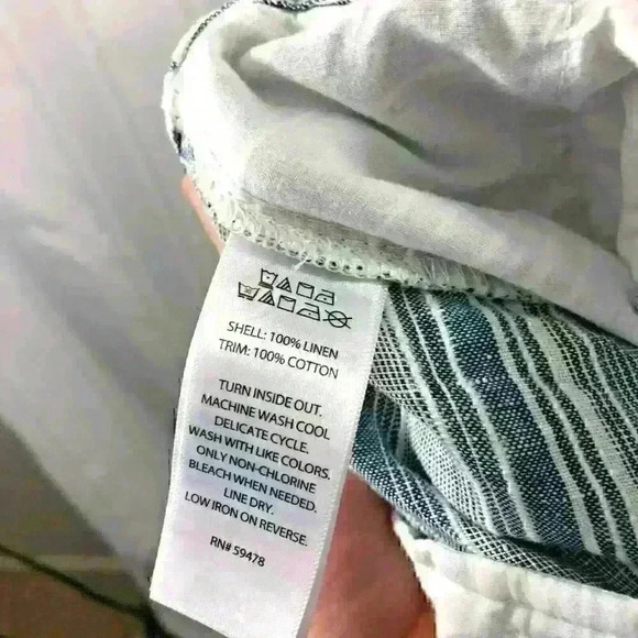 Artisan NY Blue and White Women's Size: 4 100% Linen Striped Fabric Shorts - Picture 4 of 5